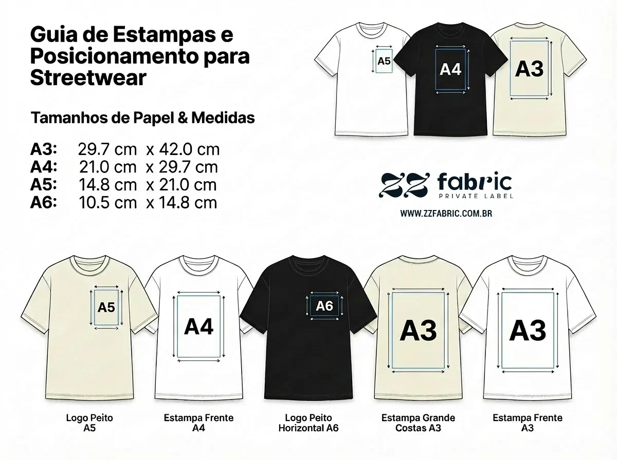 Guia de tamanhos e posições de estampa para streetwear — ZZ Fabric