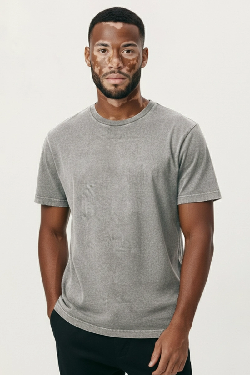 Camiseta Estonada Cinza Claro