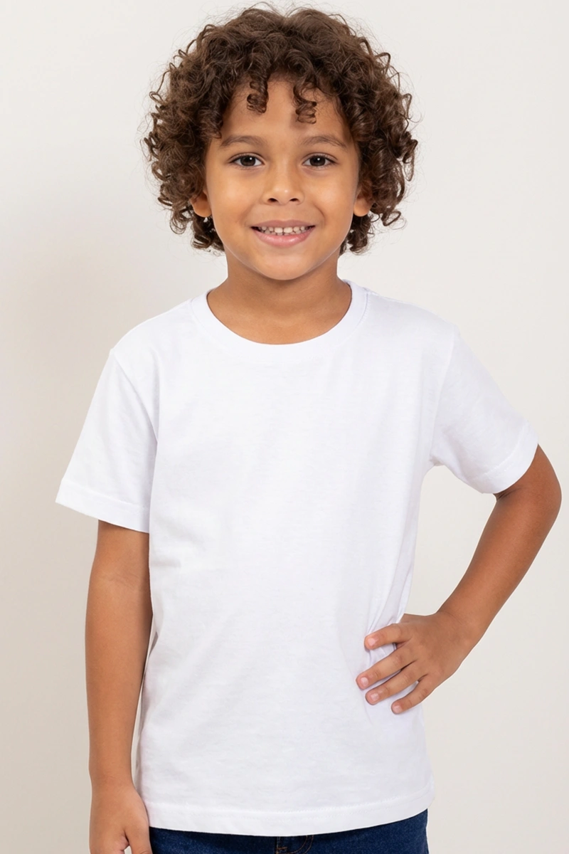 Camiseta Infantil Branca 100% Algodão